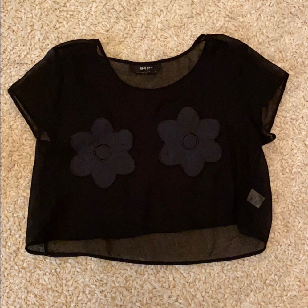 Nasty Gal Flower Sheer Top